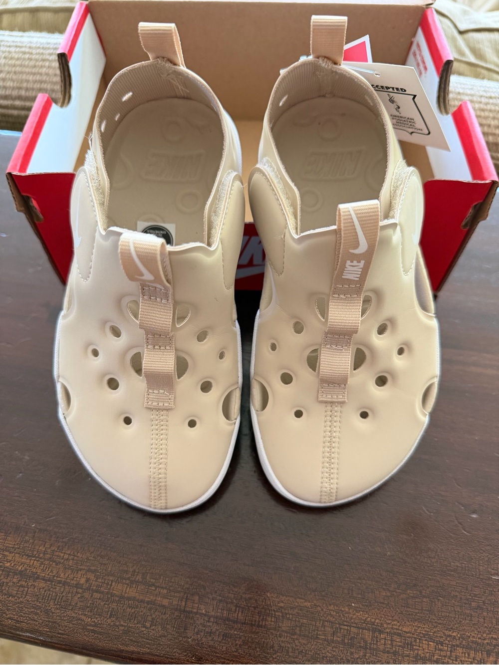 Nike Kids Cream/Tan Velcro Close School or Play Shoes